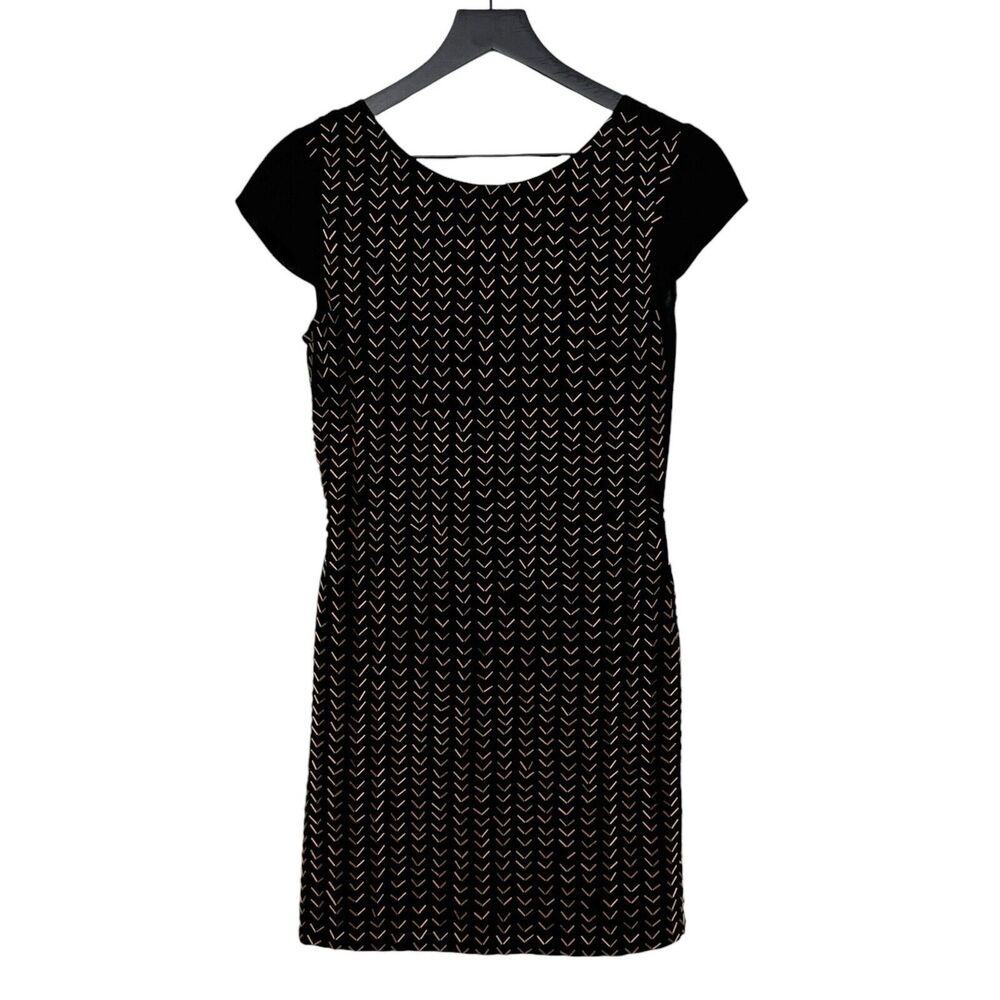 6 Shore Road Black Beaded Mini Dress Size Small Short Sleeve Low Back‎